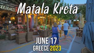 Matala Crete the night before painting the streets walking tour 4k Kreta Greece 2023 [upl. by Ehsrop759]