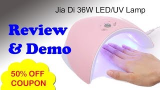 Anself  Jia Di 36W LEDUV Nail Lamp Review  50 Off Code [upl. by Berni585]