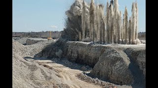 Awesome Earthmovers  Dangerous Mining Blast Process  Industrial Explosives During Blasting [upl. by Notserc]