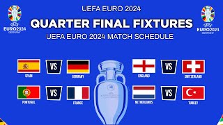 UEFA EURO 2024 Quarter Final FIXTURES amp SCHEDULE  Match Schedule EURO 2024 Quarter Final [upl. by Natam511]