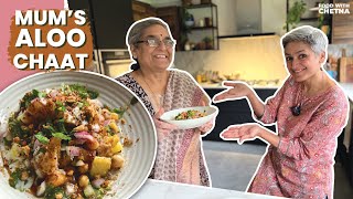 ALOO CHAAT  Quick Potato and Chickpea Chaat recipe with MY MUM  Streetfood  Food with Chetna [upl. by Onia]