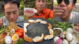 ASMR VANLONG VLOGS EATING SHOW yummy food mukbang ngontinhhay yellownoodlesoup babyeggs [upl. by Llecrad]