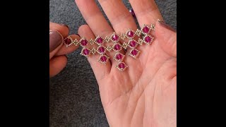 Beaded necklace in Right angle weave process video [upl. by Hemingway]