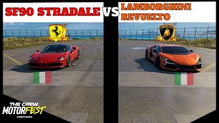 THE CREW MOTORFEST  SF90 Stradale VS Revuelto  Drag races Rolling Races Brake Test [upl. by Arracahs]