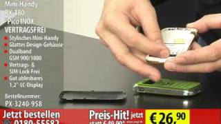 simvalley MOBILE MiniHandy RX180 quotPico INOX SILVERquot VERTRAGSFREI [upl. by Bernhard58]