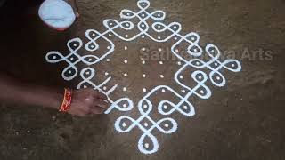 11 x 1 dots Beautiful beginners traditional kambi kolam  easy sikku kolam  SathyaSelva Arts [upl. by Camile13]