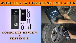 Woscher i6 Portable Tyre Inflator   Cordless Tyre Inflator  cars amp bikes Tyre inflator [upl. by Irtimid965]