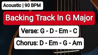 G Major Backing Track Acoustic  Jam Along Now  90 BPM  Guitar Backing Track [upl. by Sabella269]