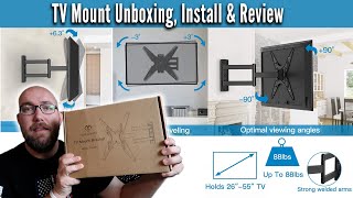 Perlesmith TV Wall Mount Unboxing Install Tutorial amp Review [upl. by Llednor750]