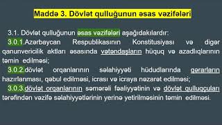 Dövlət Qulluğu QANUNVERİCİLİK Dərs13 DÖVLƏT QULLUĞU HAQQINDA QANUN  Ümumi MüddəalarI Fəsil [upl. by Shuler498]