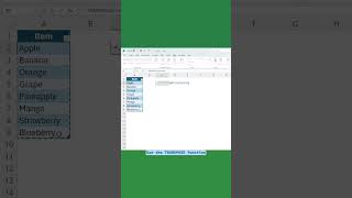 Day 45 TRANSPOSE excel msofficeexceltablesheet tablemanagement [upl. by Quince]