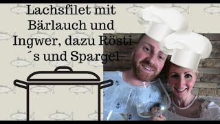 Lachsfilet in Bärlauch Ingwer dazu frischen Spargel mit Röstinchen [upl. by Paik]