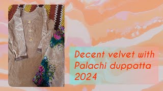 decent velvet with palachi duppata suits\open shirt linen long piece \sleevesneckdaman ideas [upl. by Crosley194]