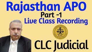 Rajasthan APO  Live Class  Part 1  IPC  CLC Judicial [upl. by April]