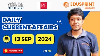 Daily Current Affairs  13092024  EduSprint Academy Trichy [upl. by Ko]