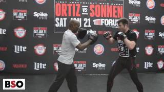 Chael Sonnen Shows Off Fight Skills Ahead Of Tito Ortiz Bellator 170 Bout [upl. by Anniroc]