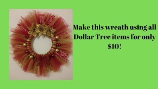 Day 4 Dollar Tree Tulle Christmas Wreath 10 [upl. by Lonne]