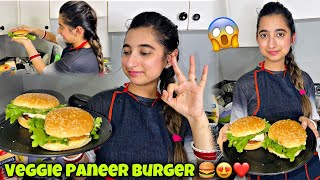 Veggie Paneer Burger 🍔😍❤️Recipe  Full panneri Loaded Burger in Home😱 Keep Support [upl. by Attennaj]