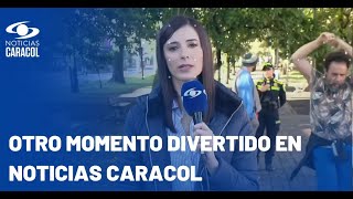 Transeúnte se roba el show durante vivo de Noticias Caracol quot¿Qué bailabaquot [upl. by Oiramat248]