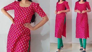 Casual wear Kurti Cutting amp Stitching Very Easily  KurtiSuit cutting stitching for beginners [upl. by Eiramasil474]