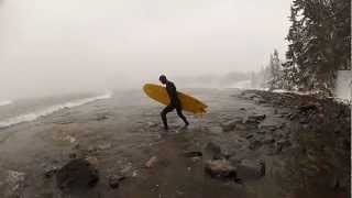 Winter Surfing on Lake Superior During Leap Year Blizzard of 2012 [upl. by Nottarts]