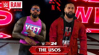 THE USOS EPIC ENTRANCE UPDATED RAW ATTIRE  WWE2K24 MODS  CC [upl. by Pepita]