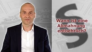 Abmahnung im Arbeitsrecht 4  Wann ist eine Abmahnung ausnahmsweise entbehrlich  FA Bredereck [upl. by Diarmit]