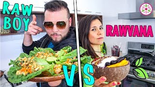 RAW VEGAN CHALLENGE 🌿YOVANA VS THE RAWVBOY 🙌 [upl. by Gilliette358]