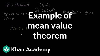 Mean value theorem example polynomial  Existence theorems  AP Calculus AB  Khan Academy [upl. by Pampuch]