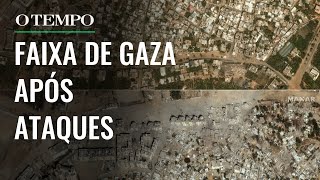 Faixa de Gaza antes e depois da Guerra veja imagens do que mudou [upl. by Reinald]