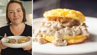 Keto Biscuits and Gravy  Easier and tastier than Traditional [upl. by Yrtsed535]