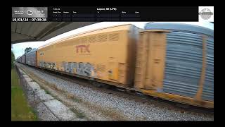 EAST VIEW 10124 Of A CN IDQ12291 EB Train Intermodal Of Mixedfreight Leading STOPS IN SIDING W [upl. by Lleuqar]