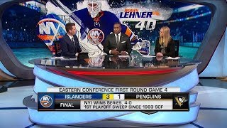 NHL Tonight Robin Lehner Lehners stellar play leads Islanders to Round 2 Apr 16 2019 [upl. by Garbe]