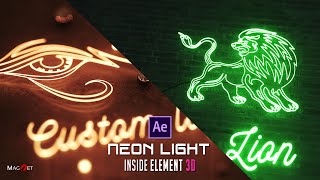 Neon Text amp Custom logo Animation in Element 3D II After Effects Tutorial II Simple Way [upl. by Oznecniv]