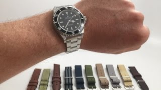 Rolex Submariner Watch Strap Guide  10 Selections  Horween Canvas Leather NATO [upl. by Boorer]