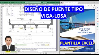 DISEÑO DE PUENTE TIPO VIGA LOSA CON AASHTO LRFD plantilla excel profesional [upl. by Moria]