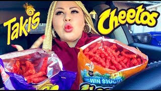 Takis VS Hot Cheetos ASMR MUKBANG [upl. by Hakvir318]