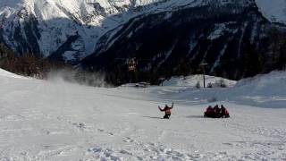 Chamonix helicopter rescue from Flegere after snowboarding accident [upl. by Linoel]