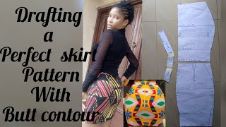 HOW TO DRAFT A PENCIL SKIRT WITH BUTT CONTOUR BEGINNERS FRIENDLY [upl. by Jareb]