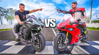 O GRANDE RACHA CONTRA O BRUNO  MINHA KAWASAKI H2 VS PANIGALE [upl. by Dressler]