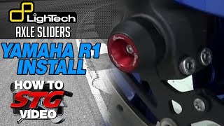 How to install Lightech Axle Sliders on a 1517 Yamaha YZFR1 from SportbikeTrackGearcom [upl. by Arun]