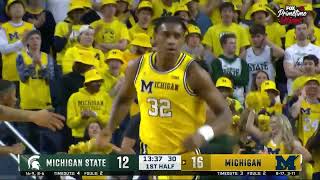 Tarris Reed Highlights vs Michigan State  Michigan Basketball  02172024 [upl. by Arondell775]