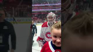 CAREY PRICE poses for a selfie with his biggest fan at his first NHL game [upl. by Roque361]