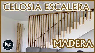 Como hacer una CELOSÍA de MADERA o barandilla para Escalera de forma fácil y rápida con listones [upl. by Akiehsat]