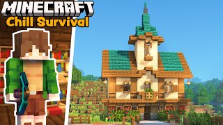 I Built a Cottagecore Library for Book Enchantments  Minecraft Chill Survival Lets Play [upl. by Madian]