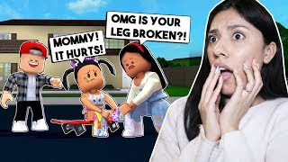 MY DAUGHTER BROKE HER LEG SKATEBOARDING  Roblox Roleplay  Bloxburg [upl. by Htinek]