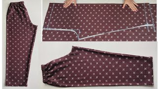 Very Easy Pant Trouser Cutting and Stitching Pant Cutting and Stitching  Palazzo Pant [upl. by Klusek658]