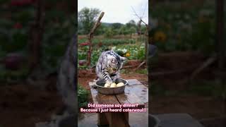 Did someone say ‘dinner’ Because I just heard ‘caterwaul’ 🍽️😸 HungryCat funnyvideo funnycats [upl. by Airdni]