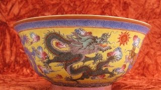 Qianlong enamel dragons bowl 乾隆 琺瑯彩黃地五龍碗 [upl. by Nnyrat8]