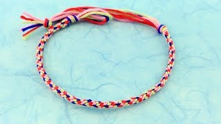 DIY Basic kumihimo 7 cord Friendship bracelet 다이소 구입 자수실로 쿠미히모 실팔찌 만들기 [upl. by Attah]